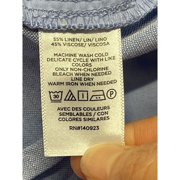 Loft wide leg trouser womens size 14 high rise blue linen blend pants nwt - Picture 12 of 12